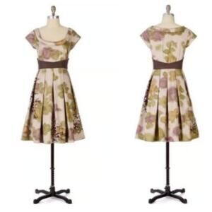 $188 Anthropologie Floreat "Travessia Dress" 6 Medium Embroidered Floral EUC